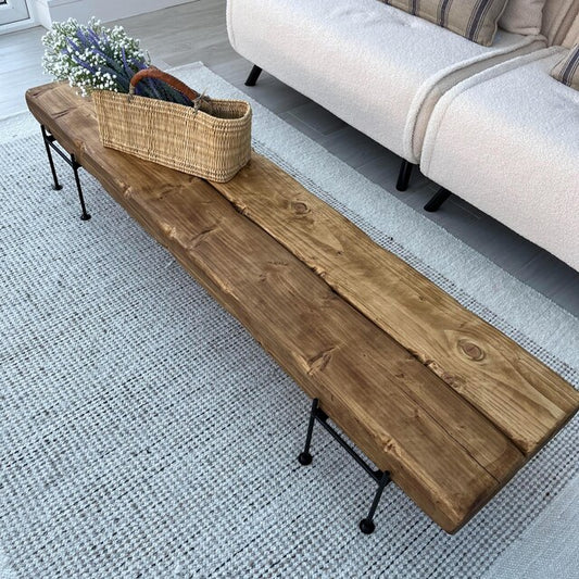 Handmade Railway sleeper Rustic coffee Table| Desk| Modern Table| Reclaimed Wood| Square steel legs| Industrial