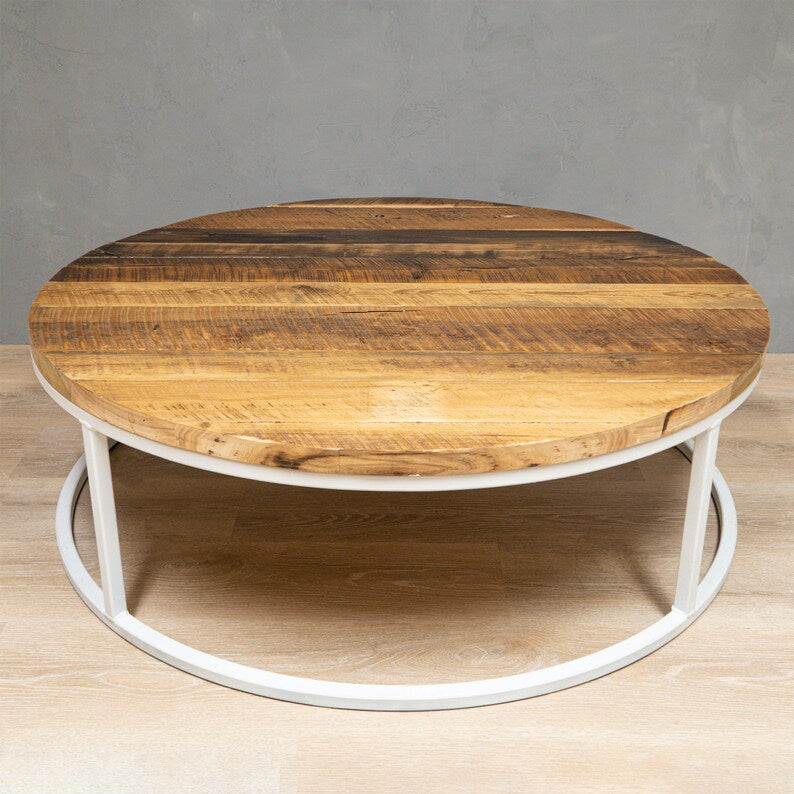Handmade Rustic Round Coffee Table| Desk| Modern Table| Reclaimed Wood| Industrial (Copy)