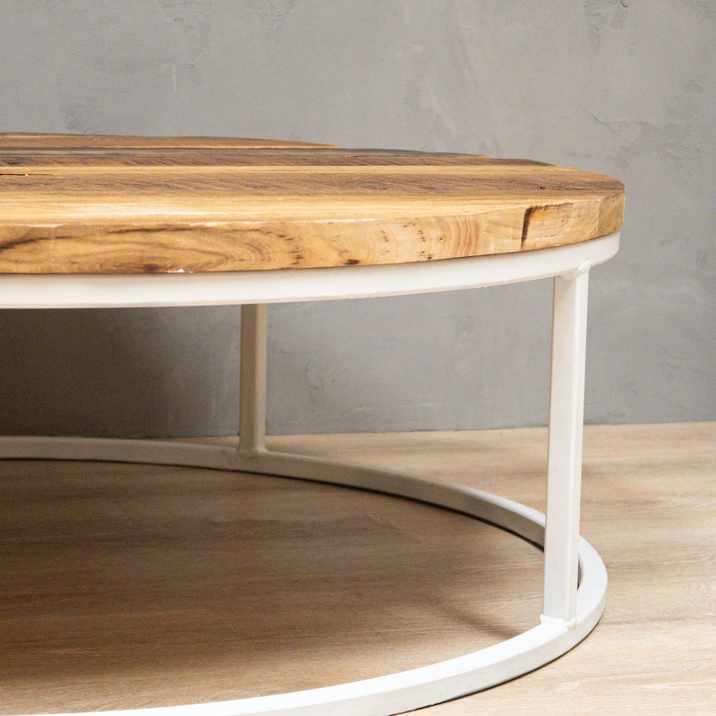 Handmade Rustic Round Coffee Table| Desk| Modern Table| Reclaimed Wood| Industrial (Copy)