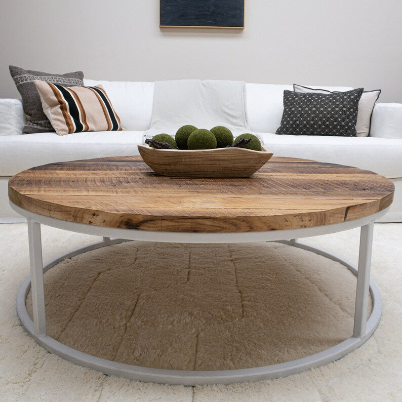 Handmade Rustic Round Coffee Table| Desk| Modern Table| Reclaimed Wood| Industrial (Copy)