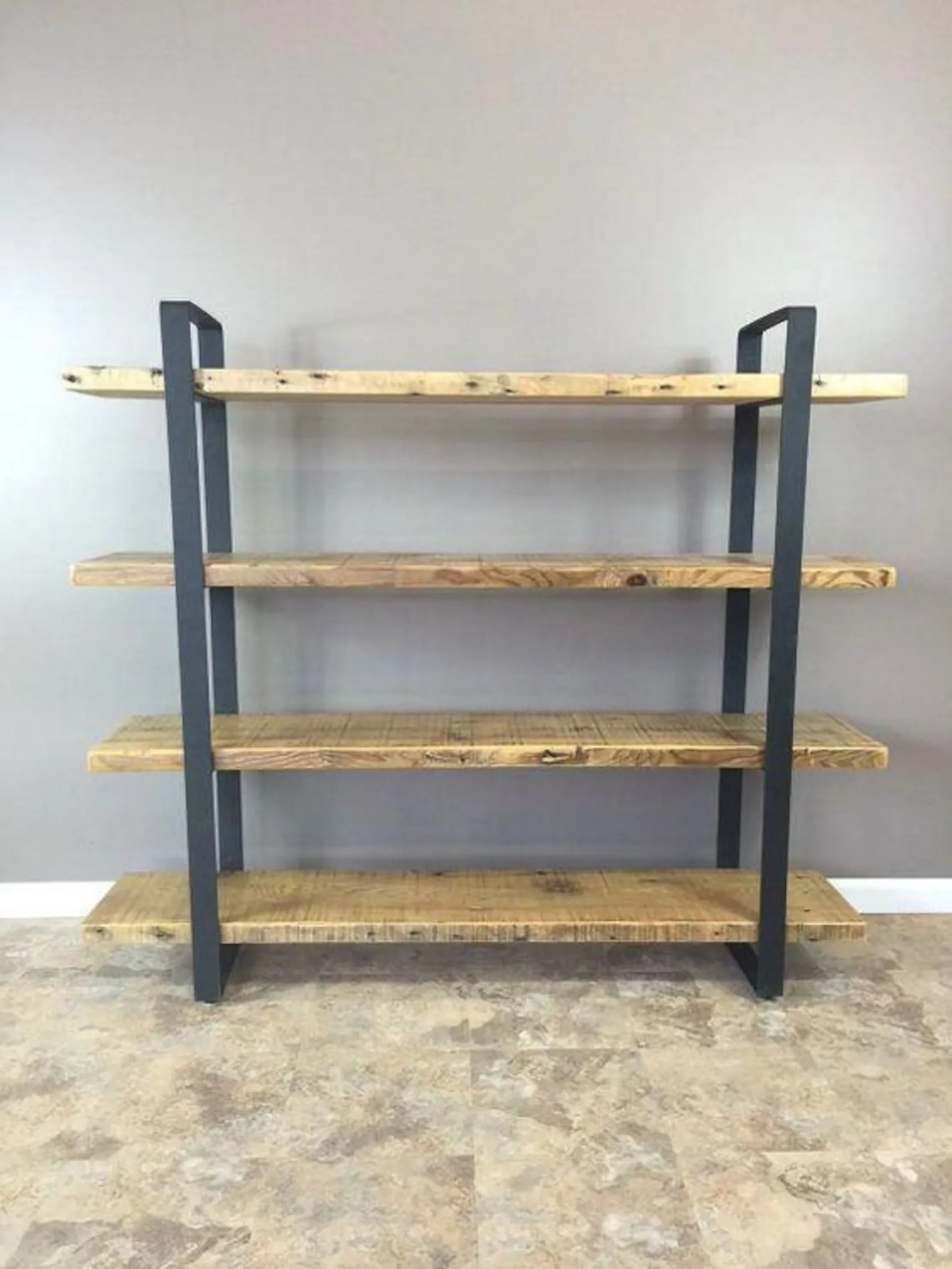 Book case | Shelving unit | Room divider | Bar | free standing | made from reclaimed scaffold boards flat bar steel
