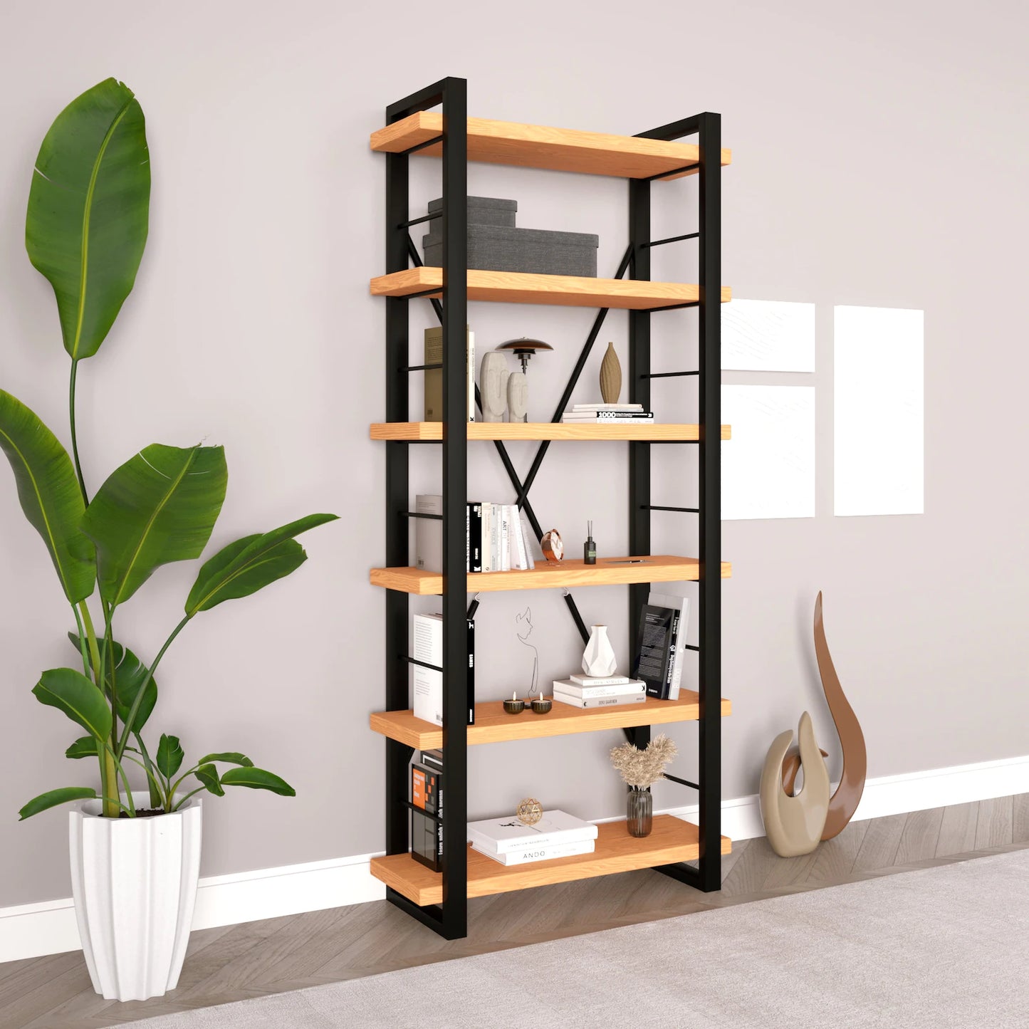 Box Cross | Media unit |Book case | Room divider | Bar | free standing | reclaimed scaffold boards| box section