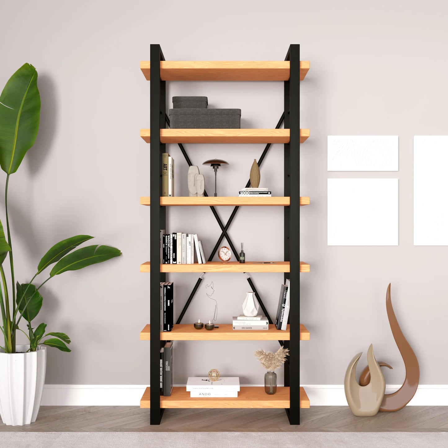 Box Cross | Media unit |Book case | Room divider | Bar | free standing | reclaimed scaffold boards| box section