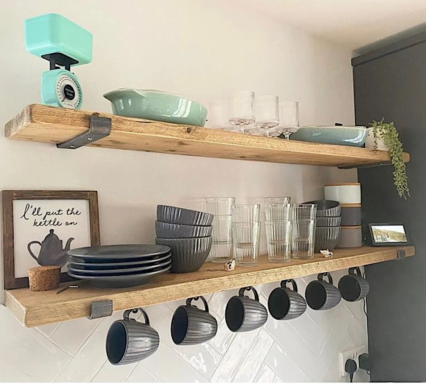 Handmade rustic shelves | Bookshelf | Bar | Toy room | kitchen | made from solid reclaimed scaffold boards brackets are included
