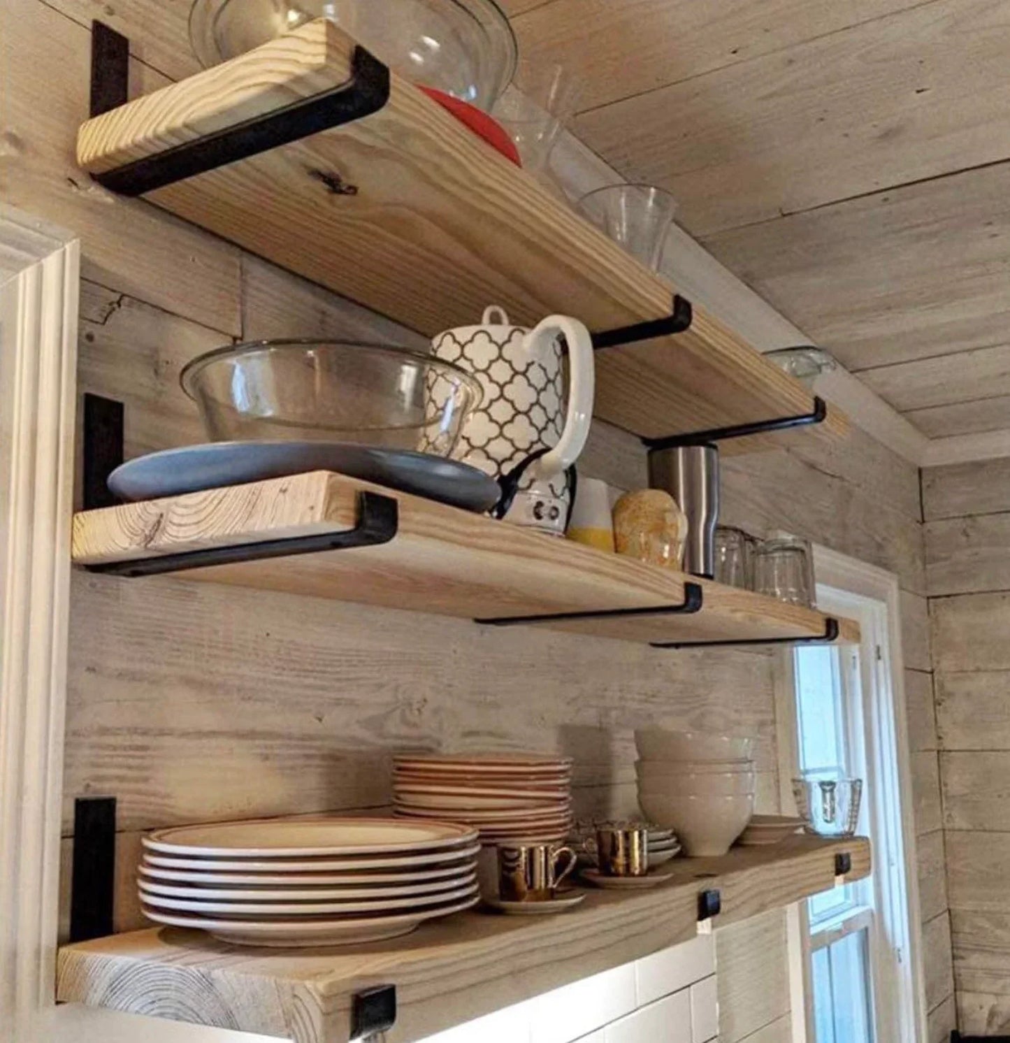 Handmade rustic shelves | Bookshelf | Bar | Toy room | kitchen | made from solid reclaimed scaffold boards brackets are included