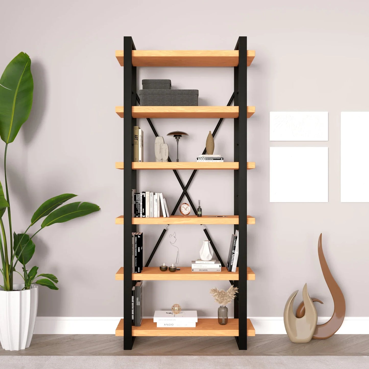 Handmade Industrial Shelving Unit Bookcase